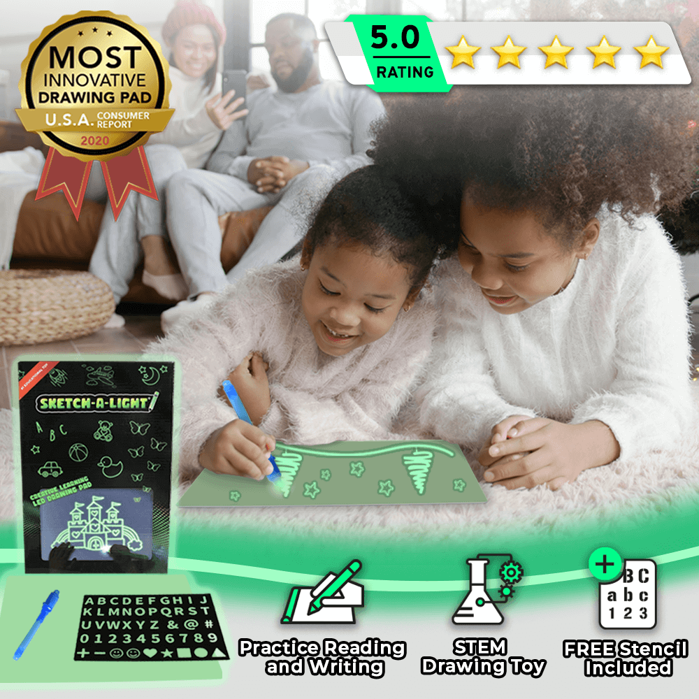 A5 150mm x 210mm Draw with Light in Dark Glow LED Child Sketchpad Funny Toys Doodstage Light Drawing Fun and Developing Toy Gift Luminous Drawing Board Set 